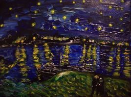 "La nuit étoilée sur le Rhône" d'après Van Gogh
