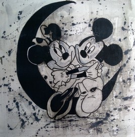 Mickey et minnie sur la lune