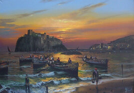 Retour de pêche sur l'île d'ischia fin 19 ème