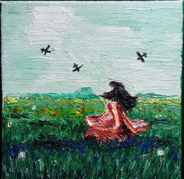 Jeune fille dans les champs