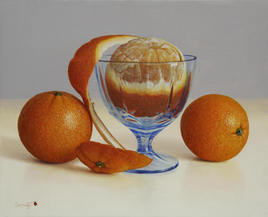 Peinture à l'huile, "orange épluchée", (27cm x 35cm) 5F
