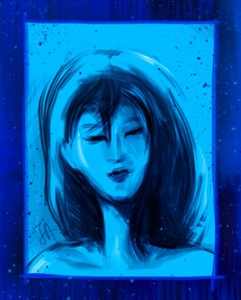 The portrait in blue
