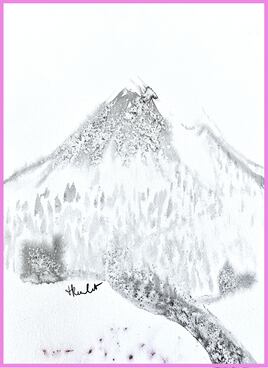 Montagne et rivi&egrave;re / Painting Mountain and river