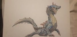 Lagiacrus aux crayons et feutre fin noir. 2018