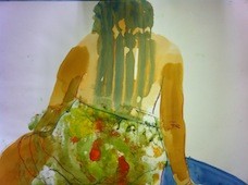 Africaine de dos aux cheveux longs.