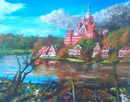 Vendanges en Rovenbucquois- peinture acrylique imaginaire 30cm x 24cm