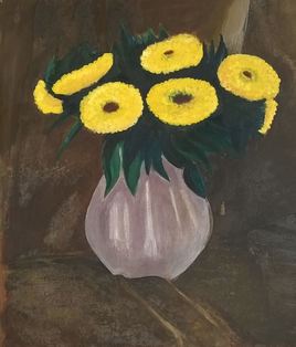 178 Pot aux fleurs jaunes
