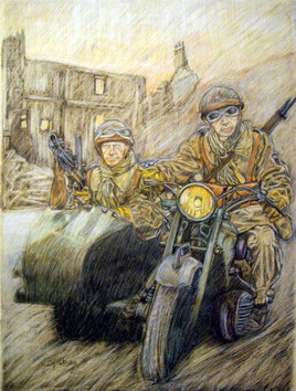 FUSILIERS MOTOCYCLISTES 1940 moto Gnome & Rhone.