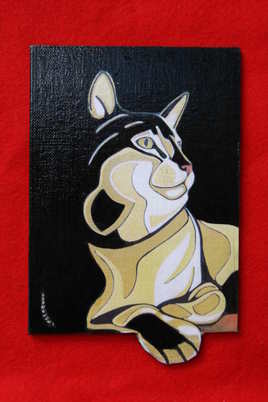 CHAT STYLISE A LA PATTE QUI SORT