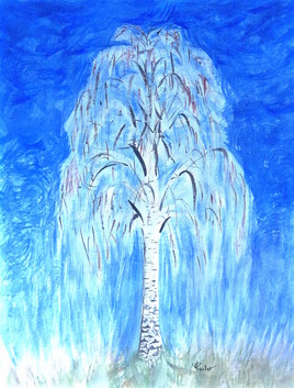 Le bouleau au printemps / Painting : A birch in spring (Betula pendula)