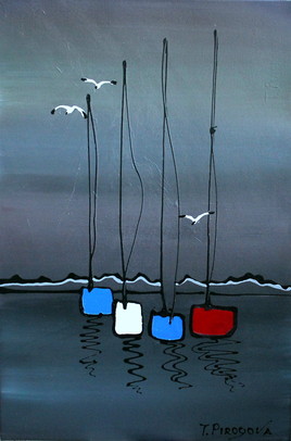 Calme. La toile. L'acrylique.