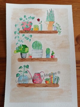 Aquarelle-&Eacute;tag&egrave;res &agrave; l'anglaise