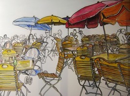 Pause sous les parasols