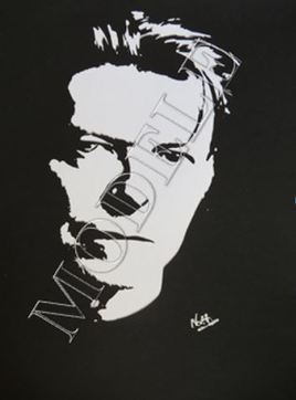 David Bowie -Portrait-Stencil-Papier- paper -Scrapbooking
