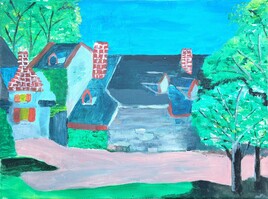 Tableau peinture impressionnisme sur toile "Maison de Campagne"