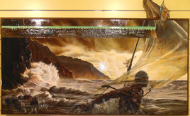 GOLETTO : Huile sur toile prim&eacute;e "Ildkt Tchinoirs" ou "Les fardeaux de la vie"