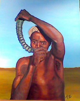africain joueur de corne