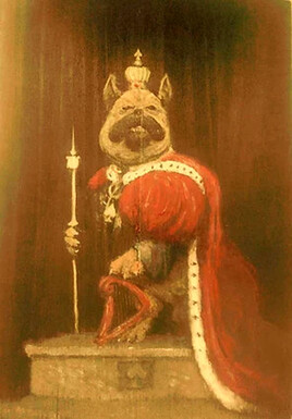 Roi de pique canin - Acrylique sur bois  20,5cm x 29,5cm