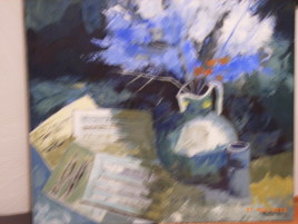 bouquet de fleurs et notes de musique