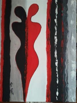 abstrait noir rouge blanc