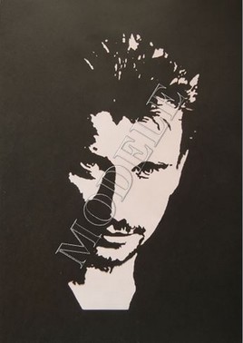Johnny Hallyday-Portrait-Stencil-Papier- paper -Scrapbooking