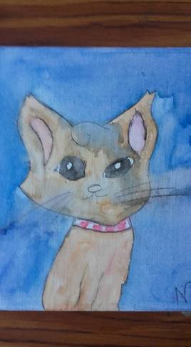 "The lady cat" - Aquarelle - Année 2016