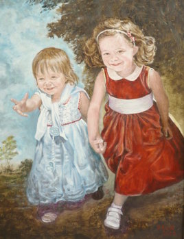 Margaux et Chlo&eacute; dans un paysage