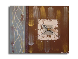 tableau horloge marron gris chiaradeco moderne