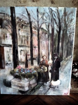 Marchande de fleurs &agrave; Paris vers 1920