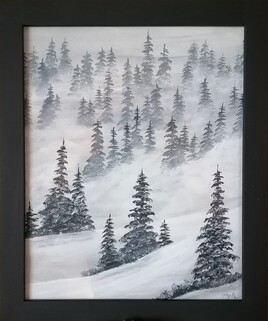 Sapins dans la brume