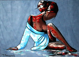 Sans visage. Acrylique. Taille de la Toile 100cm x 73cm.