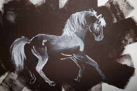 cheval gris acrylique