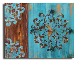 tableau horloge moderne bleu marron or