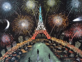 Tour Effeil et feux d'artifices phosphorescents