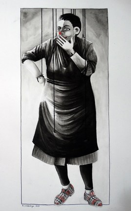 Marionnette "femme en pantoufle"