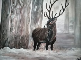 cerf sous la neige