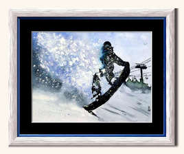Aquarelle snowboarder