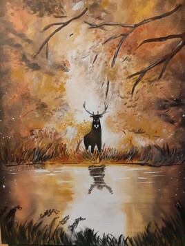 Cerf dans une foret en automne