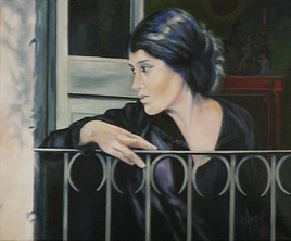 Jeune femme au balcon / Young woman in the balcony