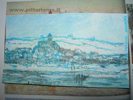 "Camerino sotto la neve in stile impressionista"