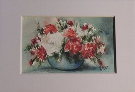 Miniature Aquarelle (9X13) Bouquet de roses