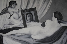 Vénus à son miroir , noir et blanc
