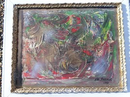 ELIE BERNARD ACRYLIQUE ORIGINALE ART ABSTRAIT  SUR TOILE 52X63 CADRE COMPRIS