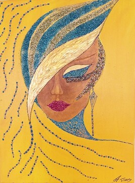 lumi&egrave;re d'or: acrylique et techniques mixtes, 40x30