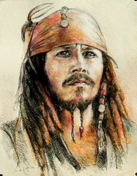 portrait de Johnny Depp, pirate des Caraïbes.