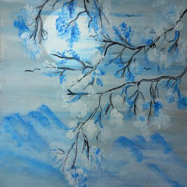 Fleurs bleues au clair de lune