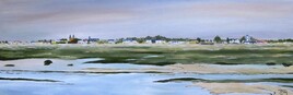 Le Crotoy vu de St Valery / Huile sur toile / 30 x 90 cm / Janvier 2021