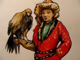 jeune mongol et son aigle