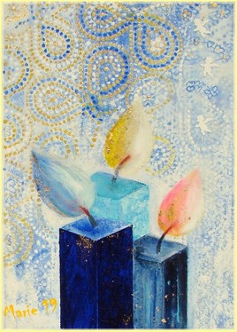 TRIPLE FLAMME (16 x 22 cm acrylique sur toile