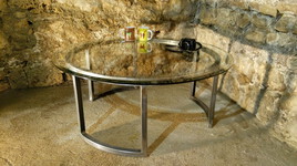 Table basse d'artiste m&eacute;tallier